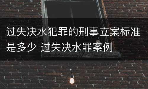 过失决水犯罪的刑事立案标准是多少 过失决水罪案例