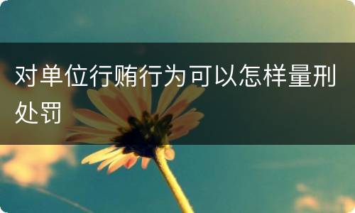 对单位行贿行为可以怎样量刑处罚