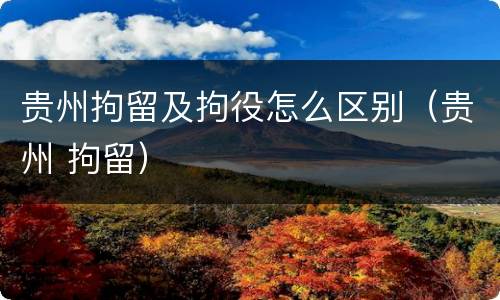贵州拘留及拘役怎么区别（贵州 拘留）