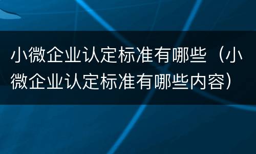 小微企业认定标准有哪些（小微企业认定标准有哪些内容）