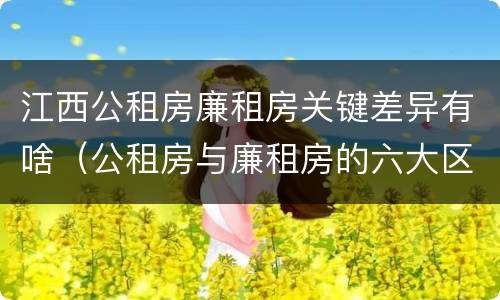 江西公租房廉租房关键差异有啥（公租房与廉租房的六大区别）