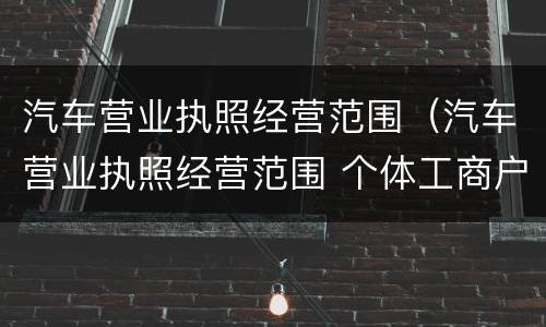 汽车营业执照经营范围（汽车营业执照经营范围 个体工商户）