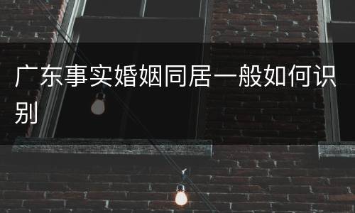 广东事实婚姻同居一般如何识别