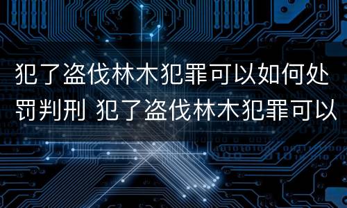 犯了盗伐林木犯罪可以如何处罚判刑 犯了盗伐林木犯罪可以如何处罚判刑吗