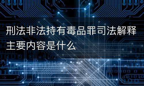 刑法非法持有毒品罪司法解释主要内容是什么