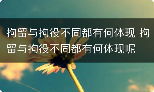 拘留与拘役不同都有何体现 拘留与拘役不同都有何体现呢
