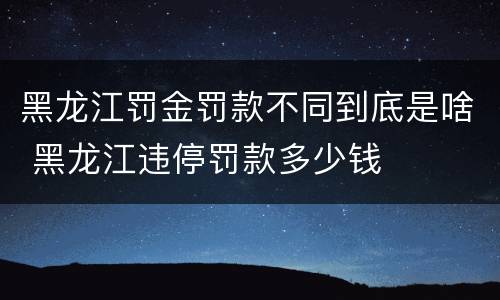 黑龙江罚金罚款不同到底是啥 黑龙江违停罚款多少钱