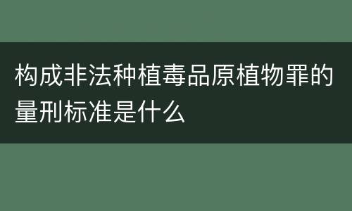 构成非法种植毒品原植物罪的量刑标准是什么
