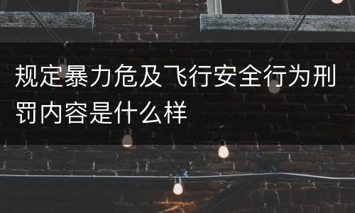规定暴力危及飞行安全行为刑罚内容是什么样