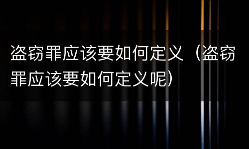 盗窃罪应该要如何定义（盗窃罪应该要如何定义呢）