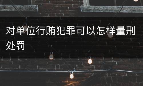 对单位行贿犯罪可以怎样量刑处罚
