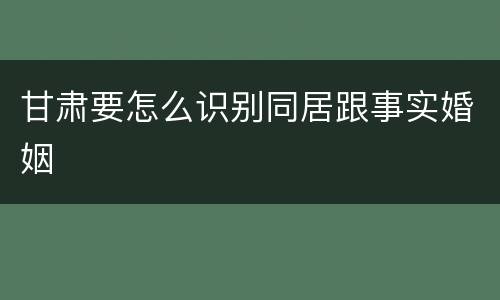 甘肃要怎么识别同居跟事实婚姻