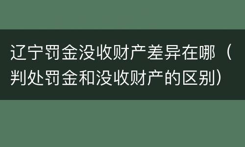 辽宁罚金没收财产差异在哪（判处罚金和没收财产的区别）