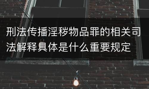刑法传播淫秽物品罪的相关司法解释具体是什么重要规定