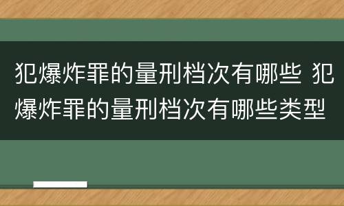 犯爆炸罪的量刑档次有哪些 犯爆炸罪的量刑档次有哪些类型