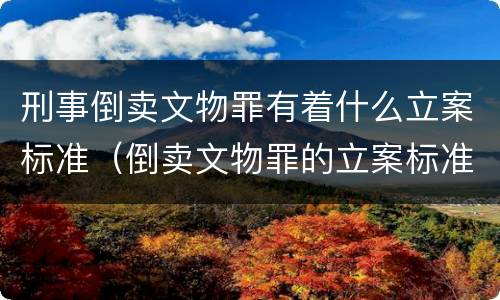 刑事倒卖文物罪有着什么立案标准（倒卖文物罪的立案标准）