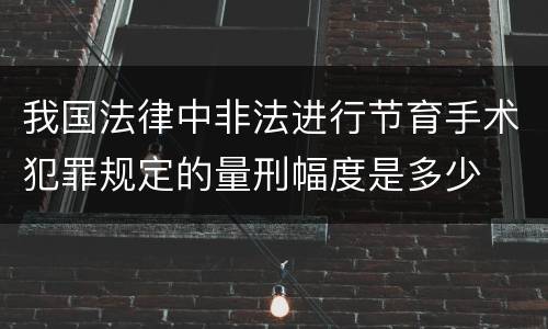 我国法律中非法进行节育手术犯罪规定的量刑幅度是多少