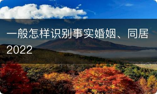 一般怎样识别事实婚姻、同居2022