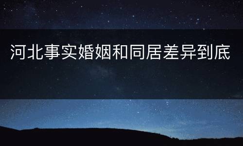 河北事实婚姻和同居差异到底
