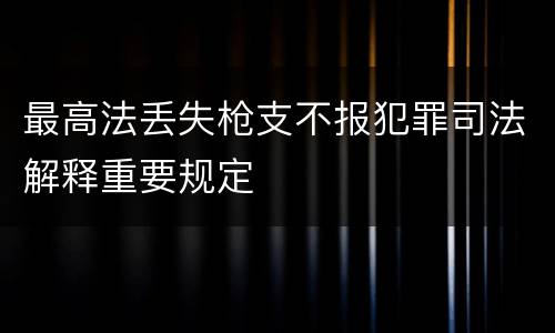 最高法丢失枪支不报犯罪司法解释重要规定