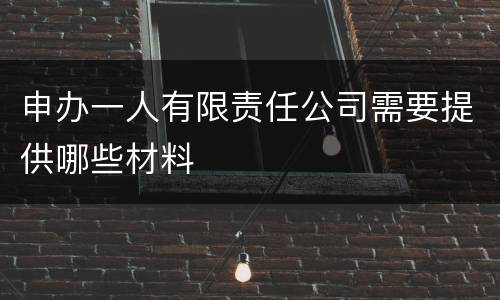 申办一人有限责任公司需要提供哪些材料