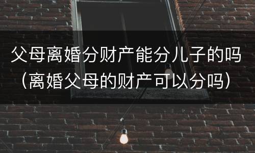 父母离婚分财产能分儿子的吗（离婚父母的财产可以分吗）