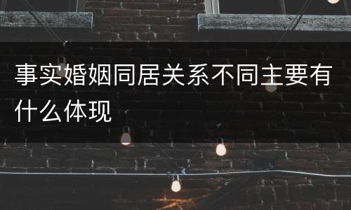 事实婚姻同居关系不同主要有什么体现