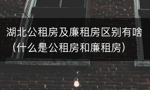 湖北公租房及廉租房区别有啥（什么是公租房和廉租房）