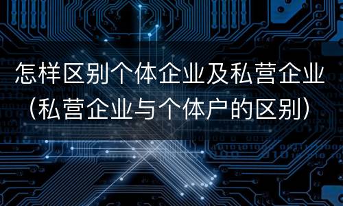 怎样区别个体企业及私营企业（私营企业与个体户的区别）