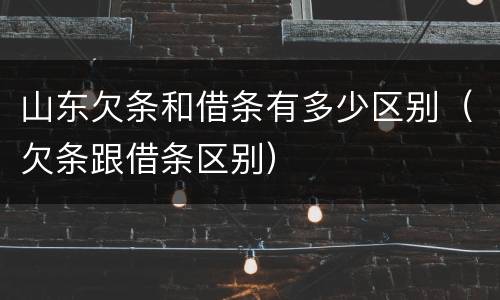 山东欠条和借条有多少区别（欠条跟借条区别）