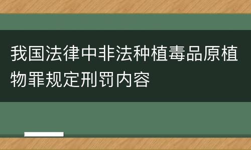 我国法律中非法种植毒品原植物罪规定刑罚内容