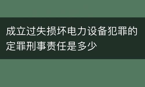 成立过失损坏电力设备犯罪的定罪刑事责任是多少