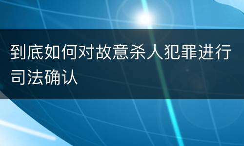 到底如何对故意杀人犯罪进行司法确认