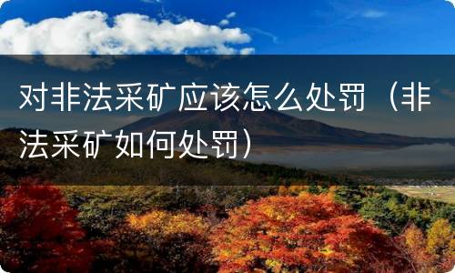 对非法采矿应该怎么处罚（非法采矿如何处罚）