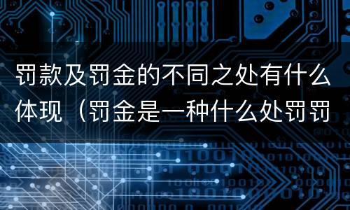 罚款及罚金的不同之处有什么体现（罚金是一种什么处罚罚款是一种什么处罚）