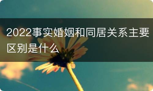 2022事实婚姻和同居关系主要区别是什么