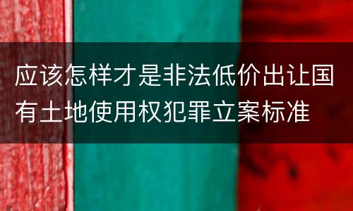 应该怎样才是非法低价出让国有土地使用权犯罪立案标准