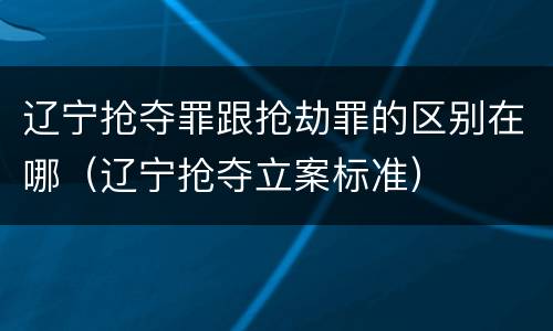 辽宁抢夺罪跟抢劫罪的区别在哪（辽宁抢夺立案标准）