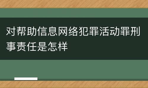 对帮助信息网络犯罪活动罪刑事责任是怎样