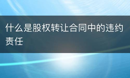 什么是股权转让合同中的违约责任