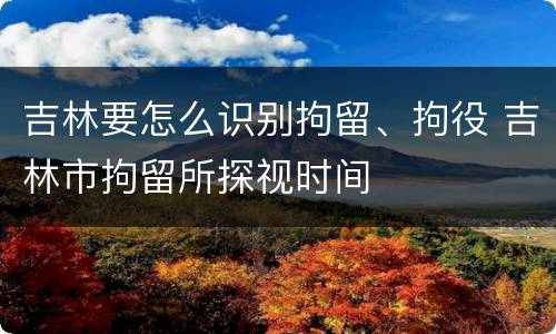 吉林要怎么识别拘留、拘役 吉林市拘留所探视时间