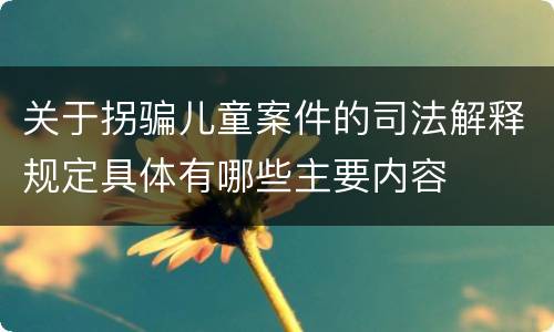 关于拐骗儿童案件的司法解释规定具体有哪些主要内容