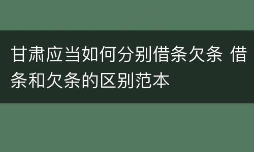 甘肃应当如何分别借条欠条 借条和欠条的区别范本