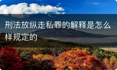 刑法放纵走私罪的解释是怎么样规定的