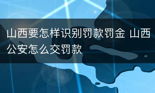 山西要怎样识别罚款罚金 山西公安怎么交罚款