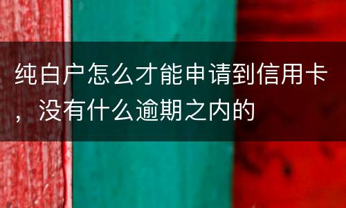 纯白户怎么才能申请到信用卡，没有什么逾期之内的