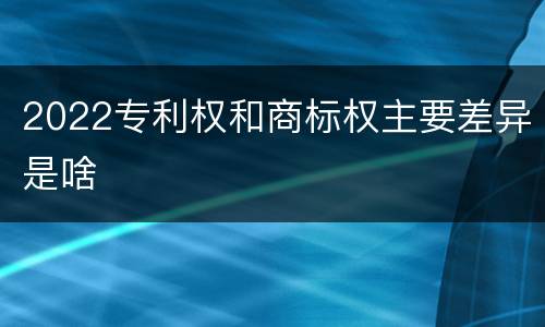 2022专利权和商标权主要差异是啥
