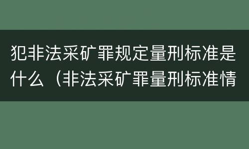 犯非法采矿罪规定量刑标准是什么（非法采矿罪量刑标准情节特别严重）