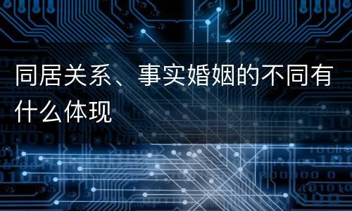 同居关系、事实婚姻的不同有什么体现