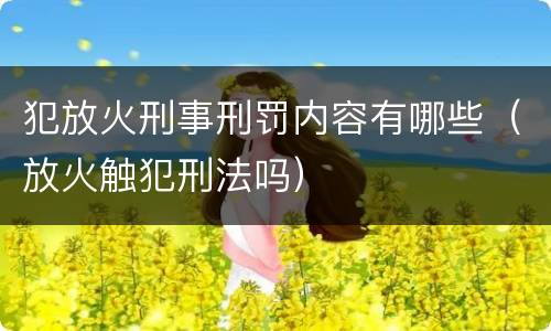 犯放火刑事刑罚内容有哪些（放火触犯刑法吗）